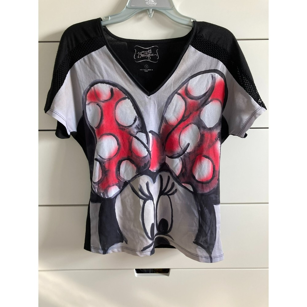 Disney Boutique Minnie Mouse Rock the Dots Bow Shirt Size S